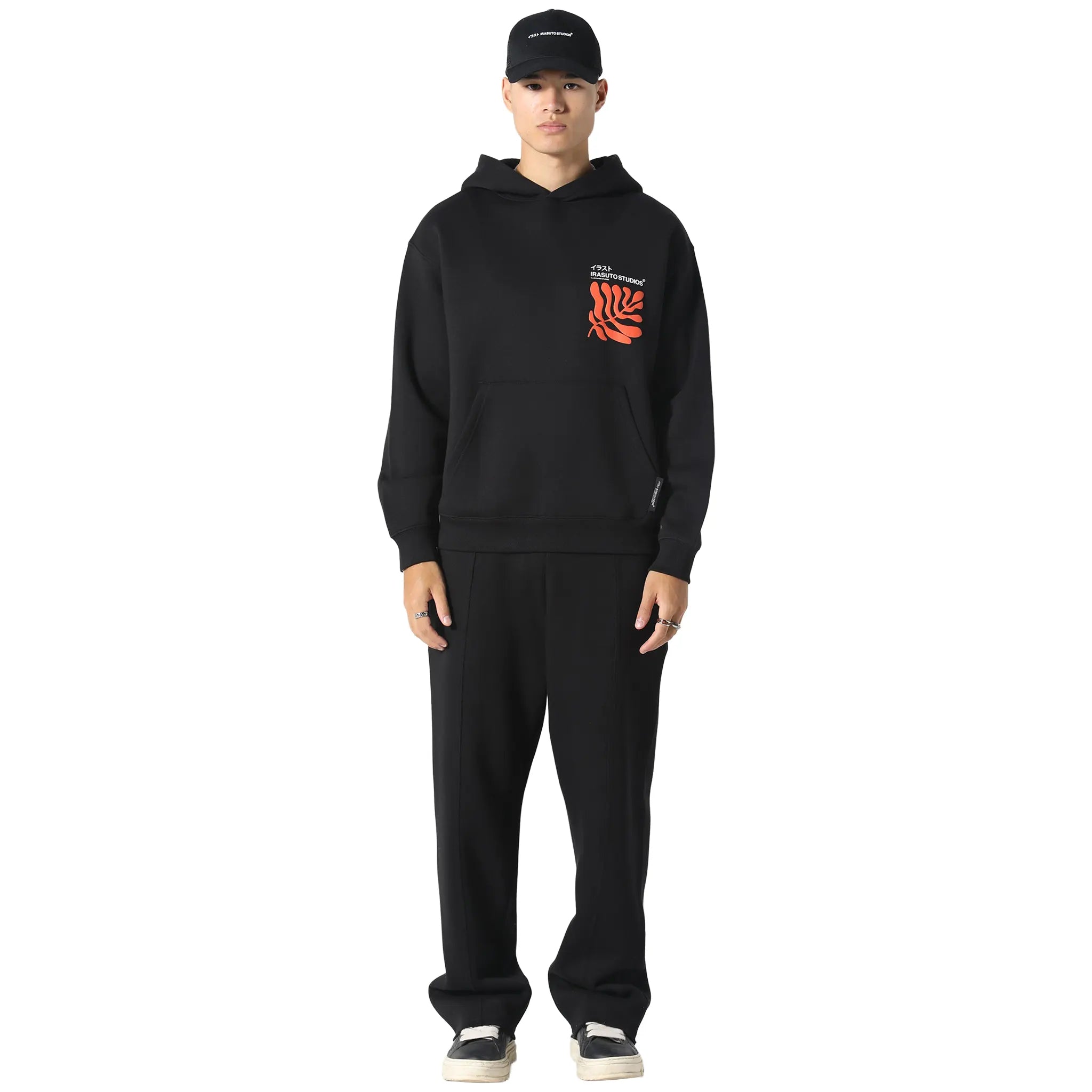 Front View of Irasuto Studios Sumi Flow Black Hoodie 5060615214143